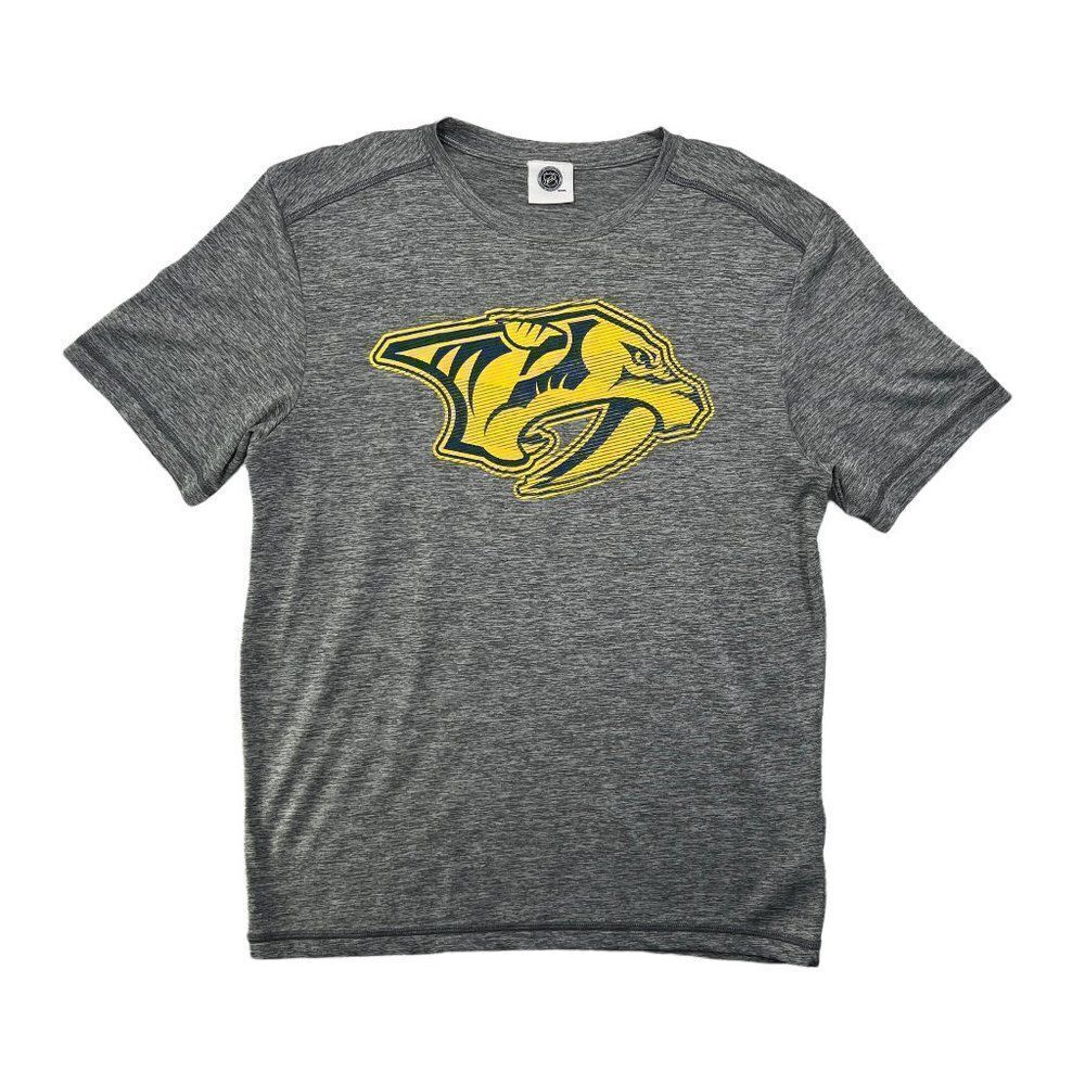 NHL Nashville Predators Hockey Shirt Women's Medium Grey Performance T-Shirt Tee